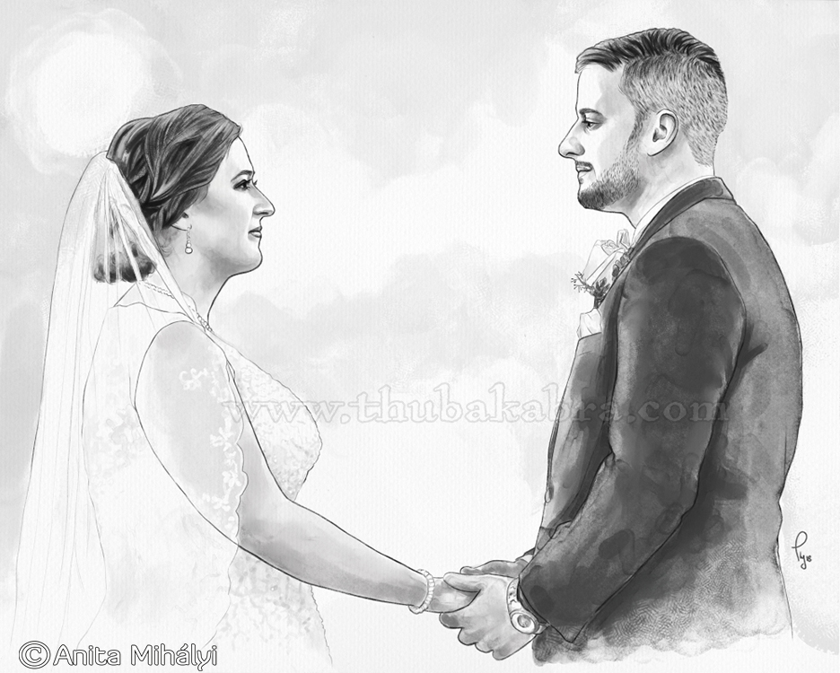 Watercolor Wedding Portrait